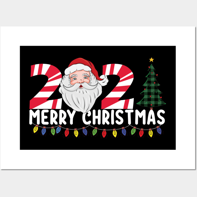 Matching Family Christmas 2021 Santa Tree Plaid Wall Art by Ramadangonim